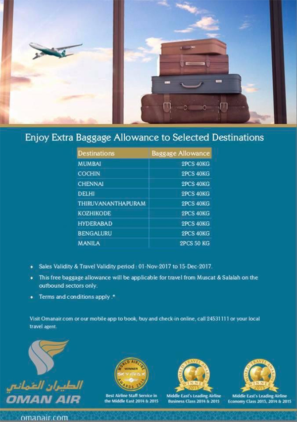 Oman Air increases baggage allowance to 50 KG on flights to Philippines